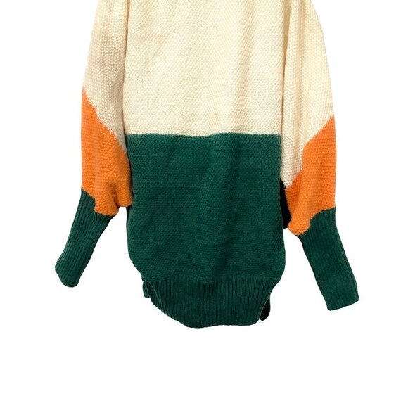 Davi & Dani Colorblock Striped Cardigan Sweater Top Dolman Sleeve Slouchy - Picture 5 of 7